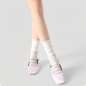 Chaussettes mi-mollet en dentelle transparente pour femmes, à volants, respirantes, légères, pour le quotidien et l'été, style décontracté et tendance - Product Image 4
