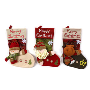 Nouvelle chaussette de Noël extra-large en lin avec bouton 3D, décoration de Noël, chaussette du Père Noël, sac cadeau - Product Image 5