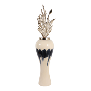 Vaso decorativo alto in metallo con coperchio a forma di foglia per decorazioni per la casa, vaso per fiori per soggiorno, camera da letto, decorazione per la casa. - Product Image 2
