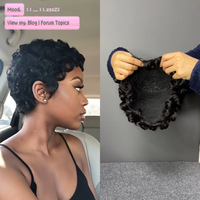 Perruque 100% Cheveux Humains Naturels Sans Lacet, Style Court, Lavable en Machine et Teintable