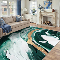 Modern Abstract Printing Camping Travel Thin Polyester Rug Non-Slip TPR Backing Low Pile Machine Washable Tufted Braided