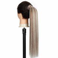 Extensions de queue de cheval en cheveux humains de qualité supérieure, cheveux Remy européens, mèches blondes, à enrouler, postiche queue de cheval détachable