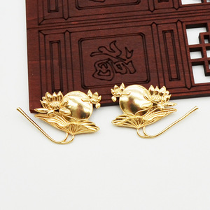 Lotus Leaf And Flower Hairpin Pendant Gold Plated Copper Ancient Style Hanfu Headdress <b>Wedding</b> <b>Accessory</b> - Product Image 1