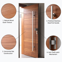 Porte d'entrée de villa en bois massif, design moderne à lattes horizontales, antivol, double serrure de sécurité pour entrée principale de maison de luxe