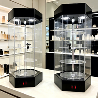 Vitrine rotative en acrylique avec éclairage LED, présentoir à parfums tournant avec étagères à niveaux pour magasin de détail