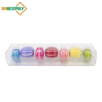 Boîte cadeau en plastique PET transparente pour macarons, biscuits, desserts, personnalisable en 3/6/7 packs, pliable, avec inserts