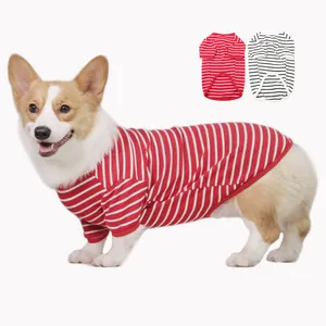 Pet Costume Pit Bull Red White Stripe Gentle Dog Shirt Cotton Luxury Knitted Fancy Dog Sweater Pet Clothes Drop Shipping