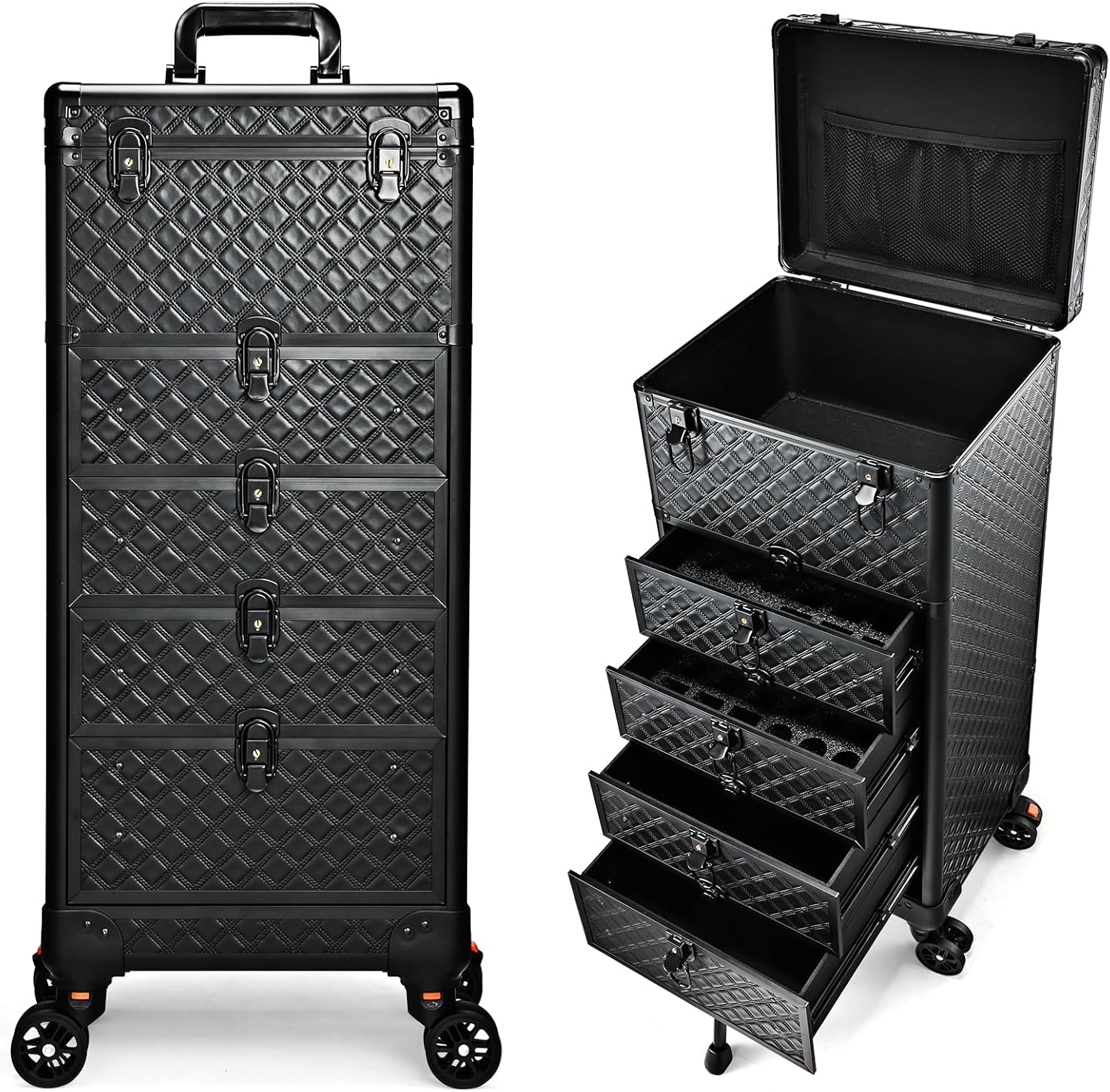 Makeup Case with Drawers Professional Rolling Train Trolley