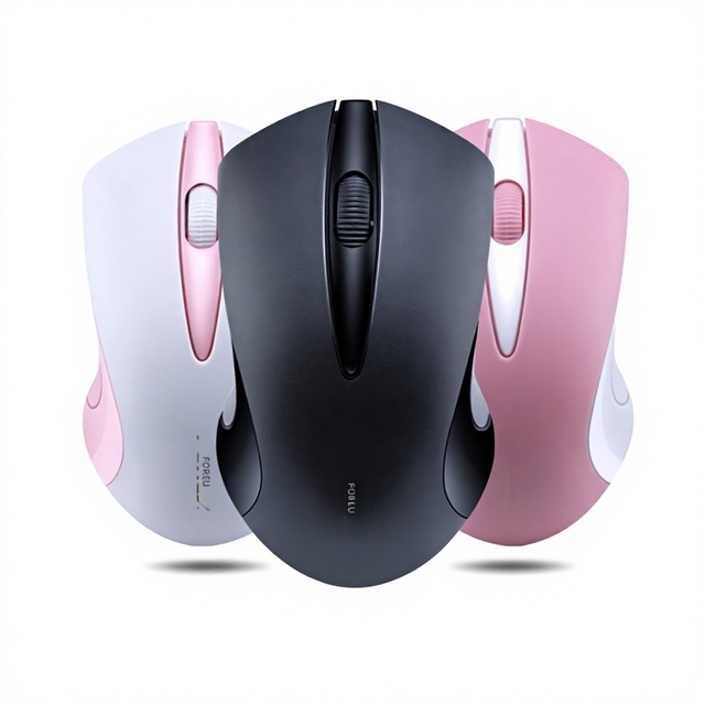 Fashionable USB Ergonomic Wireless Optical Mouse FV-187 Business Office Gift Portable Color-Block Design for Laptops