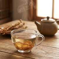 Tranches de ginseng rouge coréen, racine de ginseng séchée, ingrédient pour tisane, épice pour soupes et plats.