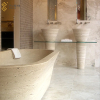 Baignoire à remous portable YUSHI en travertin au design européen moderne pour la décoration des salles de bain d'hôtels et de villas intérieurs
