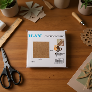 Foglio di sughero 30x30 cm quadrato colore naturale 12 pezzi per artigianato e decorazione - Product Image 2