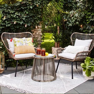 Chaise de salle à manger en aluminium résistante à l'eau, style nordique, en rotin et corde, empilable, pour terrasse, restaurant, jardin, hôtel - Product Image 2