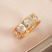 Bague Cocktail Trèfle à Quatre Feuilles en Laiton Resoul, Pavée de Zircons Cubiques, Bijoux de Mode pour Femme, Mariage