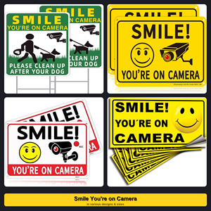 Panneaux de signalisation de sécurité extérieure réfléchissants « Souriez, vous êtes en caméra » pour propriété, imprimés à l'encre UV, 7x10 pouces, orange et noir, alerte allée - Product Image 3