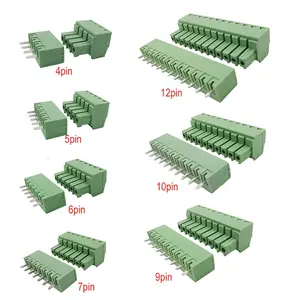 Screw 3.81mm 5.0mm 5.08mm Pitch PCB Terminal Block Connector Angle Pin Green Color Pluggable Type Terminal Block