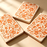 Carnet à couverture rigide personnalisé, motif floral colibri orange en relief, journal d'écriture relié, cadeau, agenda