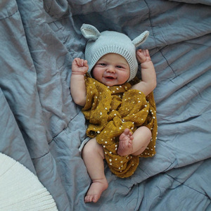 Muñeca Bebé <span class=keywords><strong>Reborn</strong></span> de Silicona de 19 Pulgadas con Gorro de Lana para Niñas, Juguetes, Muñecas Bebé <span class=keywords><strong>Reborn</strong></span> de Silicona de Vinilo Realistas - Product Image 1