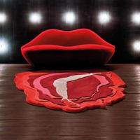 Tapis en laine rouge uni contemporain, fait main, tufté, forme ovale moderne, adapté aux animaux domestiques, antidérapant, à poils longs, pour salon.