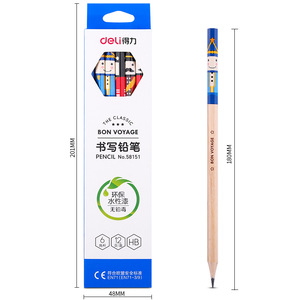 Deli Triangular Pencils Hb Grade For Kids School Use With Sublimation Printing Blue Color - Product Image 2
