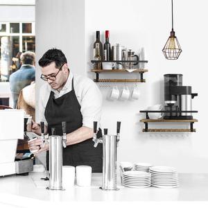 Estante Flotante <span class=keywords><strong>de</strong></span> Pared, Estante <span class=keywords><strong>de</strong></span> <span class=keywords><strong>Madera</strong></span> Rústica <span class=keywords><strong>para</strong></span> Baño y Cocina, Estante <span class=keywords><strong>de</strong></span> Almacenamiento Decorativo con 8 Ganchos Extraíbles y Toallero - Product Image 2