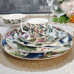 Ins phong cách đất nước thiết kế sứ tấm tùy chỉnh báo in Xương Trung Quốc Bộ đồ ăn đặt - Product Image 5