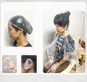 Étanche 4 pièces ensemble cheveux outils accessoires salon de coiffure tissu châle bonnet de bain cache-oreilles gants maison huile <span class=keywords><strong>traitement</strong></span> jetable - Product Image 3