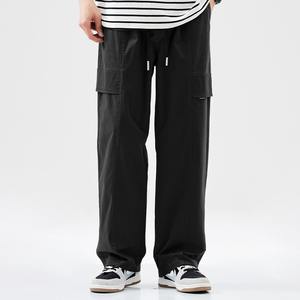 Pantalon cargo droit ample et court pour homme, en laine légère, style urbain, nouvelle tendance printemps-automne - Product Image 6