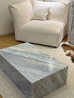 Table basse moderne en marbre bleu cristal, taille personnalisable, écologique, durable, pour la maison, le salon