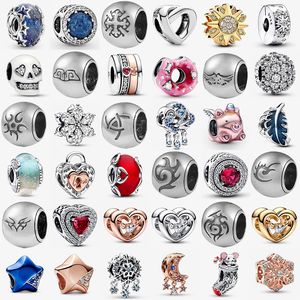 925 Plata de Ley Little Flying Pig Star Moon Arcane Mark Spacer Beads Colgante Pulsera Zircon Love Donuts Snowflake Jewelry - Product Image 1