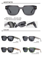 Lunettes de soleil carrées rétro Viff EE01014, monture en acétate avec verres TAC, décoration triangulaire en métal, plusieurs options de couleurs