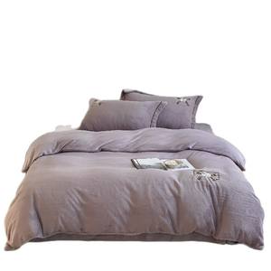 Juego de Edredón de Forro Polar de Color Sólido Duoximeimiankangtu, 4 Piezas, Ropa de Cama Cálida para Invierno, Uso Doméstico, Diseño de Plantas, Teñido Reactivo - Product Image 4