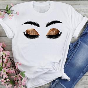 <span class=keywords><strong>Camisetas</strong></span> Divertidas Estampadas <span class=keywords><strong>para</strong></span> Mujer al por Mayor, Camiseta con Estampado de Dibujos Animados de Pestañas, Manga Corta, Gráfica, Barata, Tallas Grandes - Product Image 5