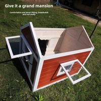 Maison pour chien et chat de style villa de luxe en bois massif pour l'extérieur avec toit triangulaire et fermeture à boucle et crochet, accessoires pour animaux de compagnie