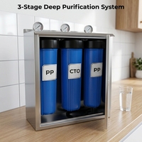 Préfiltre à eau pour toute la maison en acier inoxydable, unité de filtration à 3 étapes Big Blue 20 pouces, purificateur d'eau à grand débit