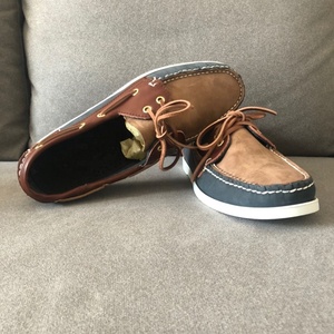 Mocassins et <span class=keywords><strong>chaussures</strong></span> <span class=keywords><strong>bateau</strong></span> pour hommes en cuir nubuck <span class=keywords><strong>bleu</strong></span> <span class=keywords><strong>marine</strong></span> et beige, toutes saisons, résistants, à plateforme, confortables, style décontracté et mode, pour la marche pieds nus - Product Image 4