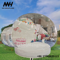Maison Gonflable Bulle en PVC avec Plateforme de Saut, Tente Dôme Transparente Gonflable pour Enfants, Matelas Gonflable