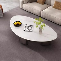 Meubles modernes pour appartement et villa Table basse durable en pierre frittée Table basse unique pour salon de luxe en forme de galet