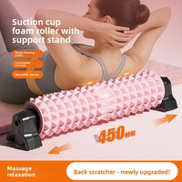 Rouleau de massage EVA PP à picots avec support mural à ventouse, masseur musculaire 3D à points pyramidaux pour le dos et les jambes, idéal pour le yoga et la relaxation
