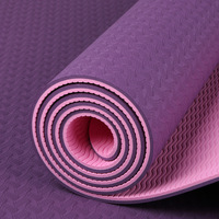 Tapis de yoga TPE antidérapant, élastique, haute densité, étanche, double couche, bicolore, 6 mm, avec logo personnalisé