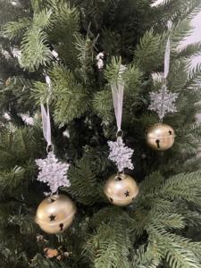 Colgante de Navidad Copo de nieve Campana Colgante Adorno de árbol de Navidad Copo de nieve Colgante Campana dorada Colgante - Product Image 4