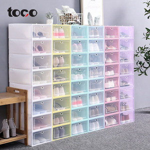 toco plastic transparent sneaker crates shoe case storage box stackable transparent shoes storage cabinets box