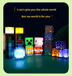 2024 minecrafted brownstone <span class=keywords><strong>Torch</strong></span> đèn hình 4 màu sắc phòng ngủ trang trí ánh sáng LED ánh sáng ban đêm USB sạc khóa Kid Đồ chơi Quà Tặng - Product Image 3