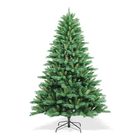 Sapin de Noël artificiel en cèdre PE écologique de 1,8 m, profil bas, tons neutres, avec lumières LED et base, idéal pour les espaces de bureau formels et calmes