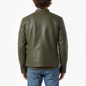 Veste en cuir sportive pour homme, fabriquée professionnellement, à la mode, col montant, manches longues, haute qualité, très vendue - Product Image 2