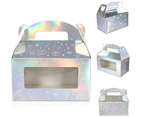 Boîte cadeau d'Halloween en gros, boîte à poignée portable, boîte en papier holographique irisé, emballage de vacances personnalisé recyclable