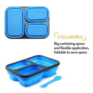 Top Fashion 100% Food Grade Eco-Friendly Leak Proof 3 <b>Compartments</b> Silicone Bento <b>Lunch</b> <b>Box</b> for Kids and Adults - Product Image 3