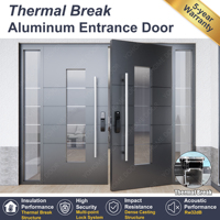 YOHOME Garantie 5 ans Portes d'entrée extérieures pivotantes en aluminium à isolation thermique de qualité supérieure personnalisées pour la maison