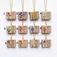 Collier pendentif Mlluki en laiton, design luxueux et raffiné, motif livre 12 mois, pour femme, idéal comme cadeau