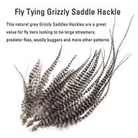 Plumes de mouche de 10cm -25cm, matériel de selle de Grizzly, crochet de coq naturel doux pour banderoles, matériel de liaison de mouches de pêche